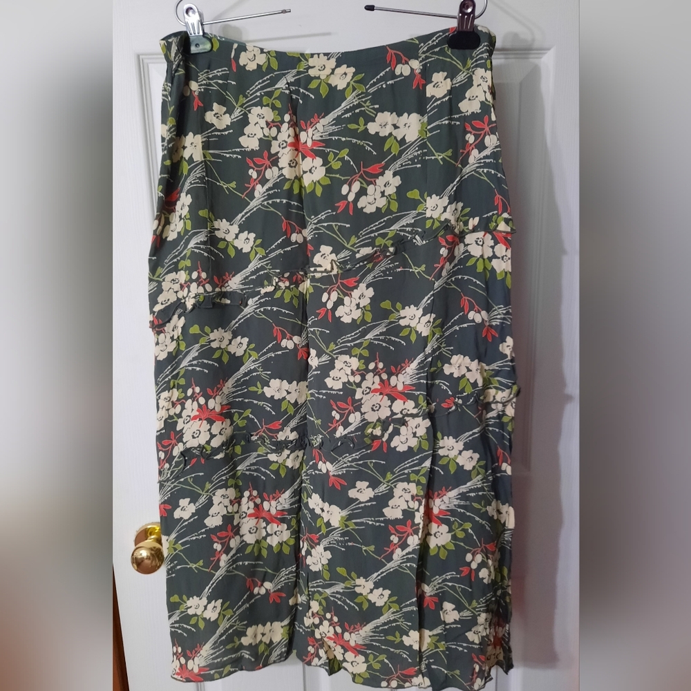 Vintage Floral Print Maxi Skirt